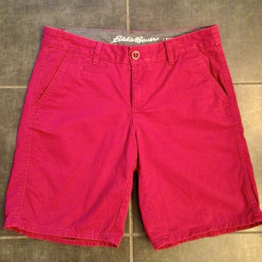 EDDIE BAUER Legendwash Raspberry Red Cotton Bermuda Shorts - US 2-4